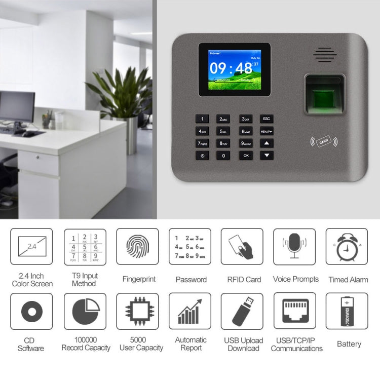 Realand AL325指紋考勤機帶2.4英寸彩屏&ID卡功能&WiFi
