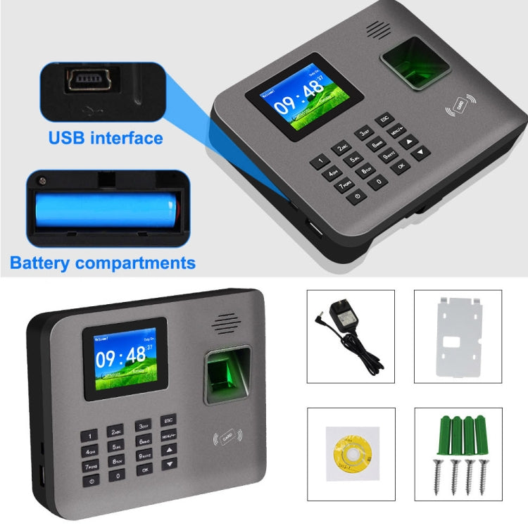 Realand AL325D指紋考勤機帶2.4英寸彩屏&ID卡功能&WiFi&電池