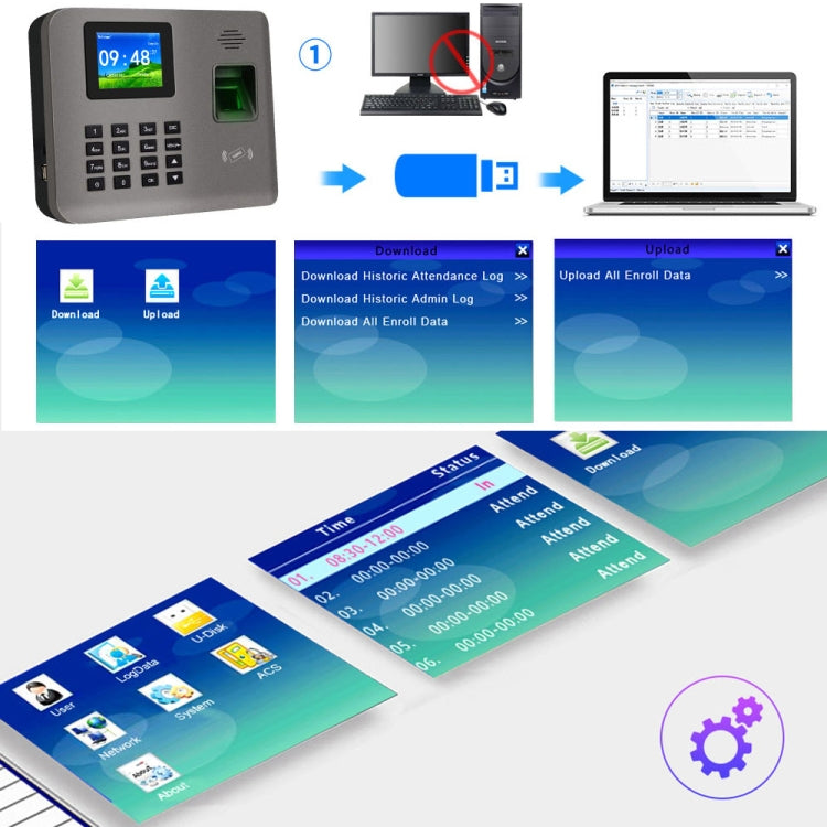 Realand AL325D指紋考勤機帶2.4英寸彩屏&ID卡功能&WiFi&電池