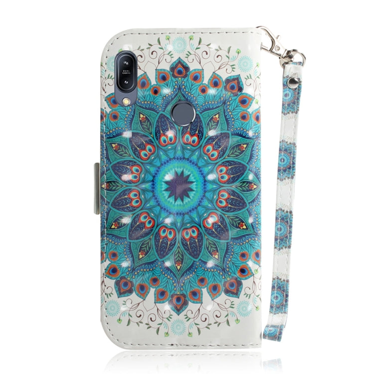 適用於華碩 Zenfone Max  ZB633KL 3D彩繪孔雀花圖案左右開皮套 帶支架&卡槽&錢包