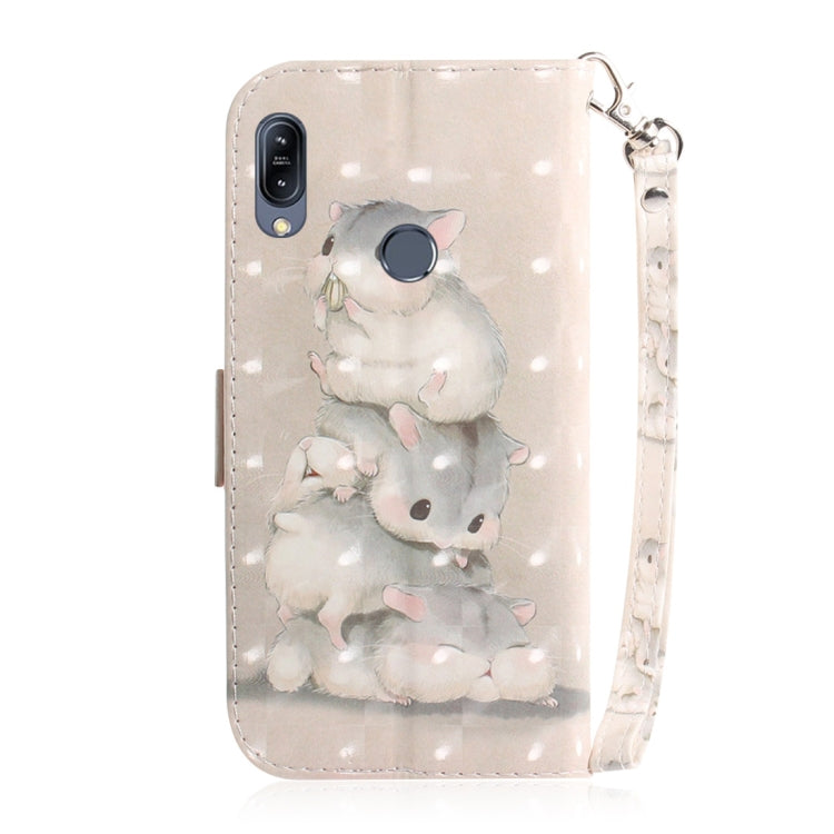 適用於華碩 Zenfone Max  ZB633KL 3D彩繪三隻松鼠圖案左右開皮套 帶支架&卡槽&錢包