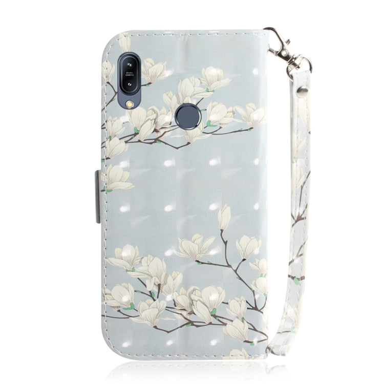 適用於華碩 Zenfone Max  ZB633KL 3D彩繪玉蘭花圖案左右開皮套 帶支架&卡槽&錢包
