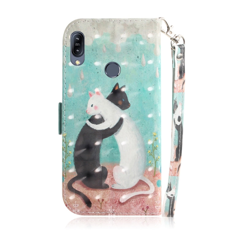 適用於華碩 Zenfone Max  ZB633KL 3D彩繪黑白貓圖案左右開皮套 帶支架&卡槽&錢包