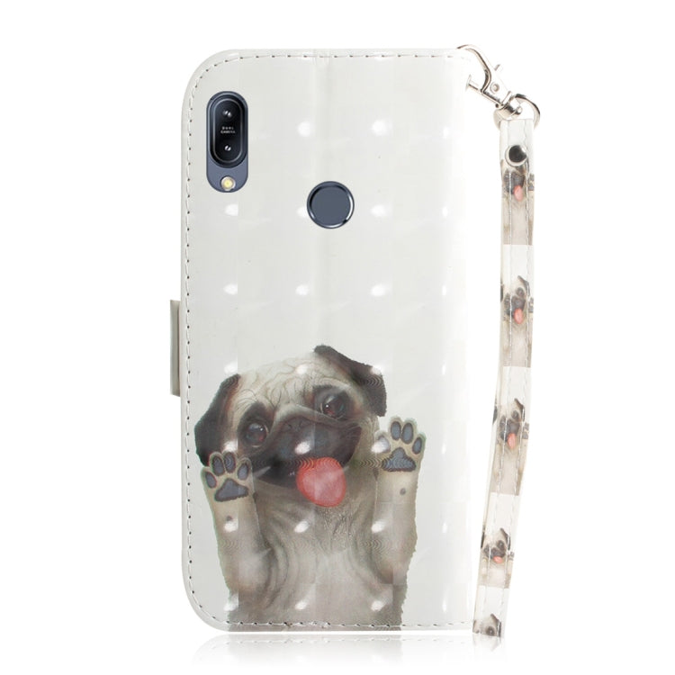 適用於華碩 Zenfone Max  ZB633KL 3D彩繪哈巴狗圖案左右開皮套 帶支架&卡槽&錢包
