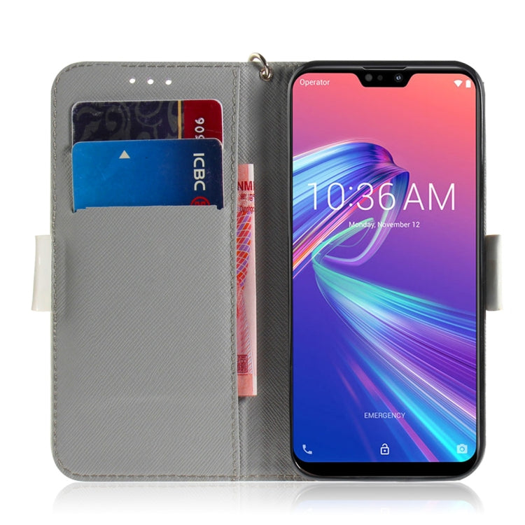 適用於華碩 Zenfone Max Pro  ZB631KL 3D彩繪水彩花圖案左右開皮套 帶支架&卡槽&錢包