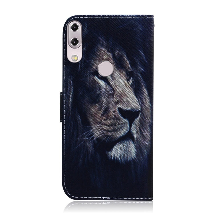 適用於華碩 Zenfone 5z ZS620KL / Zenfone 5 ZE620KL 獅子圖案 彩繪左右開皮套，帶支架&卡槽&錢包