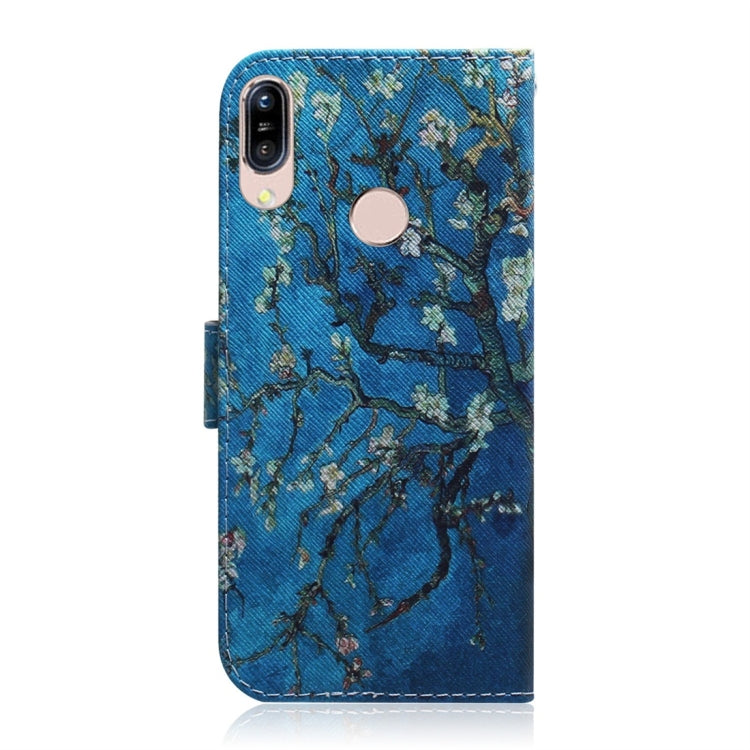 適用於華碩 Zenfone Max  ZB555KL 杏花圖案 彩繪左右開皮套，帶支架&卡槽&錢包