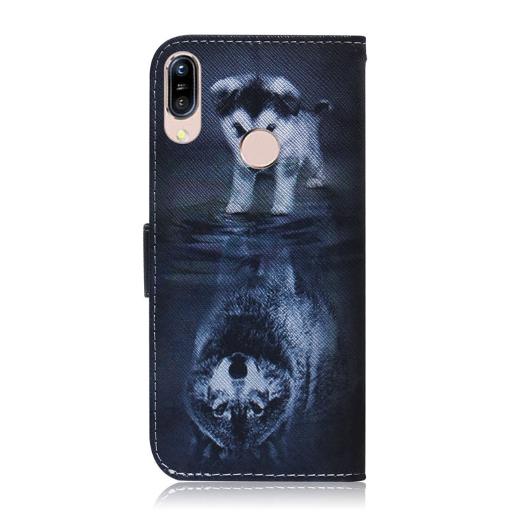 適用於華碩 Zenfone Max  ZB555KL 狼和狗圖案 彩繪左右開皮套，帶支架&卡槽&錢包