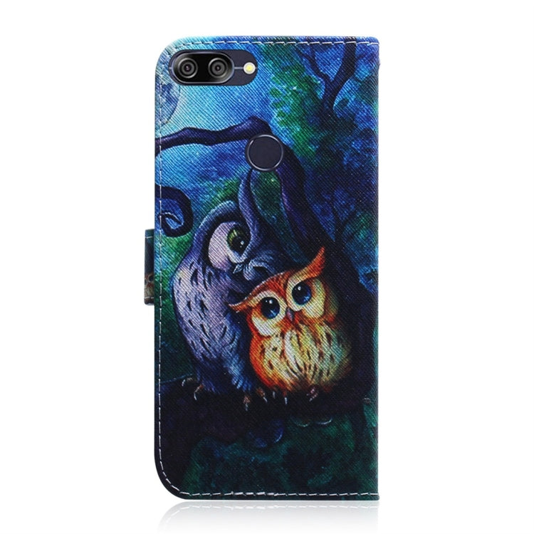 適用於華碩 Zenfone Max Plus  ZB570TL 油畫貓頭鷹圖案 彩繪左右開皮套，帶支架&卡槽&錢包