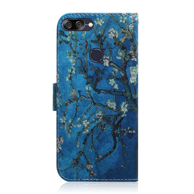 適用於華碩 Zenfone Max Plus  ZB570TL 杏花圖案 彩繪左右開皮套，帶支架&卡槽&錢包