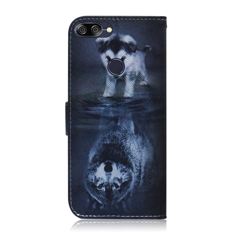 適用於華碩 Zenfone Max Plus  ZB570TL 狼和狗圖案 彩繪左右開皮套，帶支架&卡槽&錢包