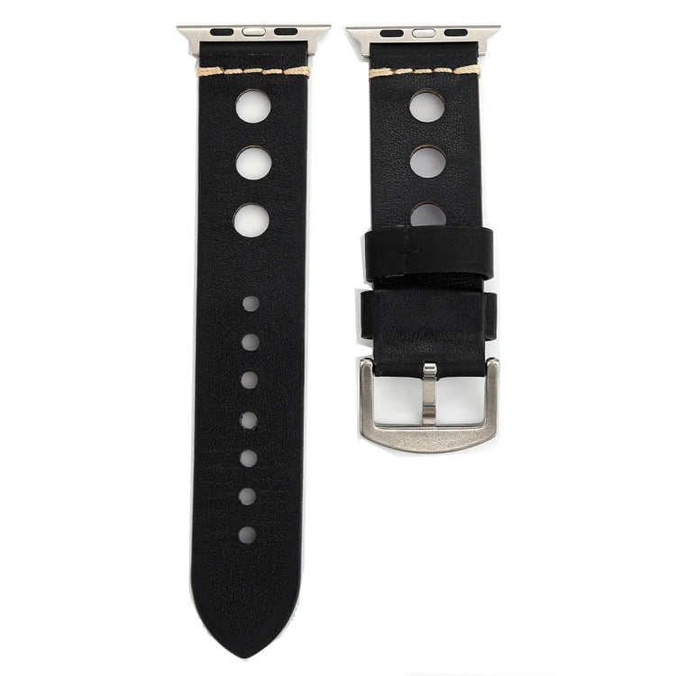 適用於Apple Watch Series 7 45mm / 6 & SE & 5 & 4 44mm / 42mm 3 & 2 & 1通用 復古洞洞皮錶帶