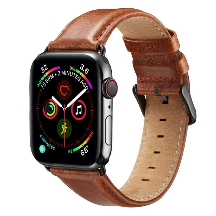 Black Buckle Leather Watch Band For Apple Watch Series 10 42mm / 9&8&7 41mm / SE 3&SE 2&6&SE&5&4 40mm / 3&2&1 38mm