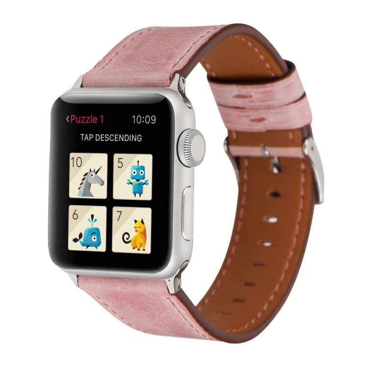 For Apple Watch Series 10 42mm / 9&8&7 41mm / SE 3&SE 2&6&SE&5&4 40mm / 3&2&1 38mm Fresh Style Genuine Leather Watch Band
