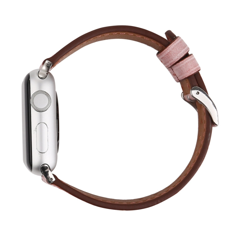 For Apple Watch Ultra 49mm&Watch Ultra 2 49mm / Series 10 46mm / 9&8&7 45mm / SE 3&SE 2&6&SE&5&4 44mm / 3&2&1 42mm Fresh Style Genuine Leather Watch Band