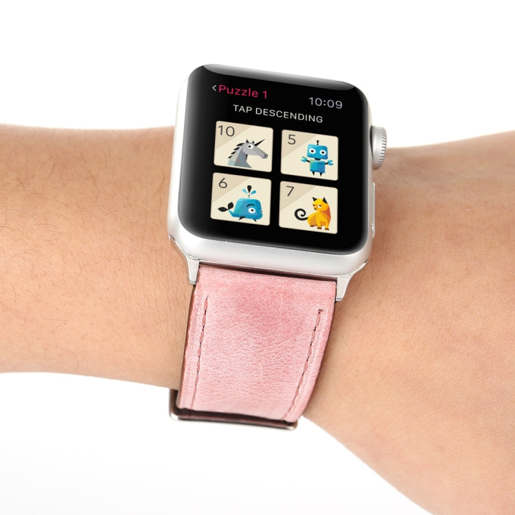 For Apple Watch Ultra 49mm&Watch Ultra 2 49mm / Series 10 46mm / 9&8&7 45mm / SE 3&SE 2&6&SE&5&4 44mm / 3&2&1 42mm Fresh Style Genuine Leather Watch Band