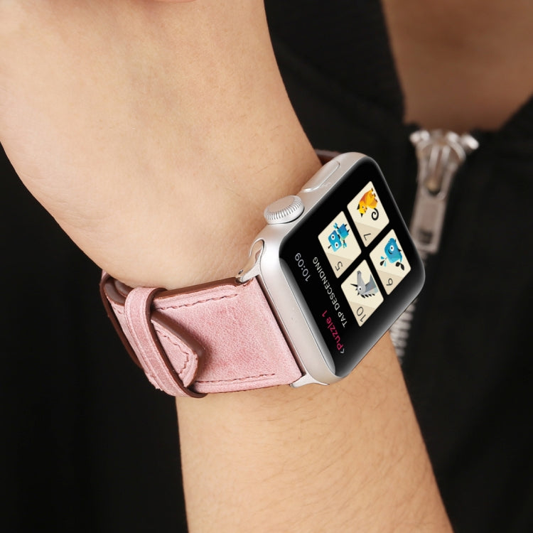 For Apple Watch Ultra 49mm&Watch Ultra 2 49mm / Series 10 46mm / 9&8&7 45mm / SE 3&SE 2&6&SE&5&4 44mm / 3&2&1 42mm Fresh Style Genuine Leather Watch Band