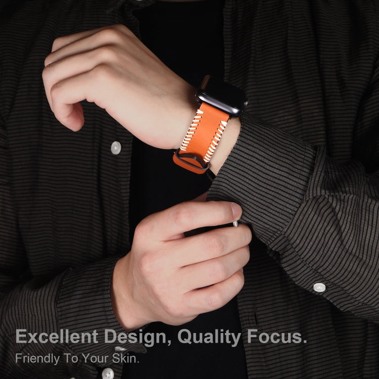 DUX DUCIS 適用於Apple Watch Series 8&7 45mm / SE 2&6&SE&5&4 44mm / 3&2&1 42mm 時尚款 編織牛皮通用錶帶