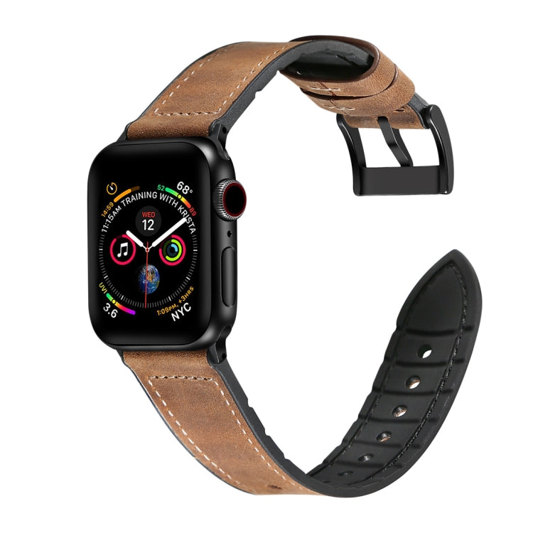 Apple Watch 三代二代一代 42mm通用 瘋馬TPU貼皮錶帶