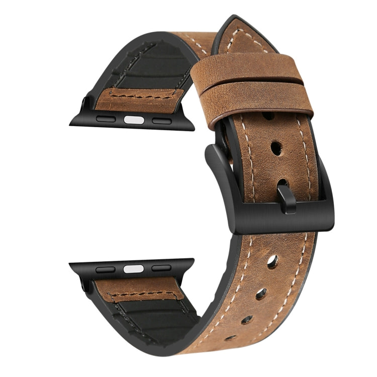 Apple Watch 三代二代一代 42mm通用 瘋馬TPU貼皮錶帶