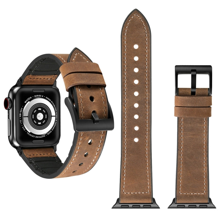 Apple Watch 三代二代一代 38mm通用 瘋馬TPU貼皮+不銹鋼錶帶