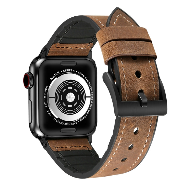 Apple Watch 三代二代一代 38mm通用 瘋馬TPU貼皮+不銹鋼錶帶