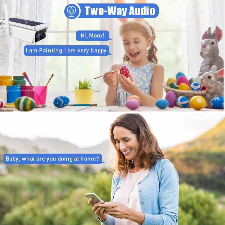 T13-2 1080P高清太陽能2.4GHz無線安防攝像機不帶電池 支持移動偵測 夜視 雙向語音 TF卡