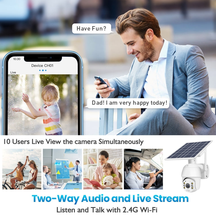 T16 1080P全高清太陽能WiFi攝像機，支持PIR報警，夜視，雙向音頻，TF卡
