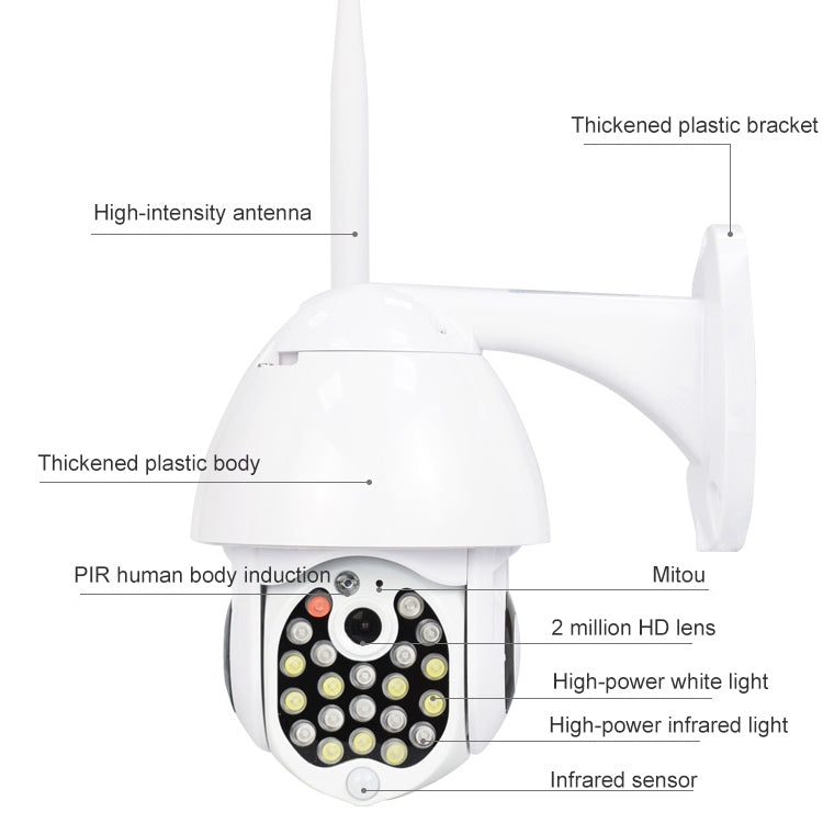 QX17 200萬像素 WiFi無線高清監控攝像頭室外球機 支持夜視&雙向語音&移動偵測