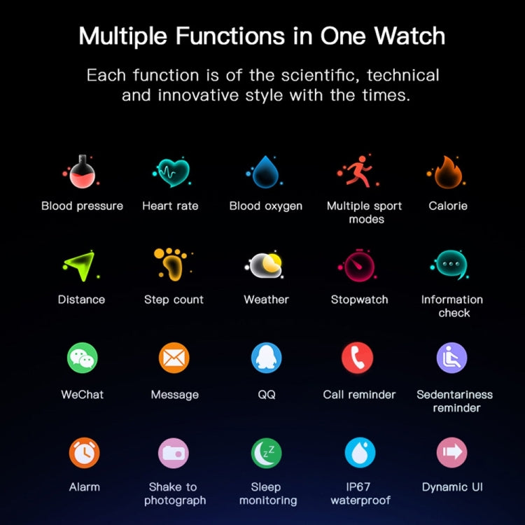 G20 1.3英寸TFT彩屏 智能手環 IP67防水 支持來電提醒/心率監測/血壓監測/睡眠監測/久坐提醒