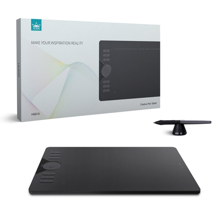 HUION HS610 5080LPI 觸控環藝術繪圖板 帶免電池筆&筆座