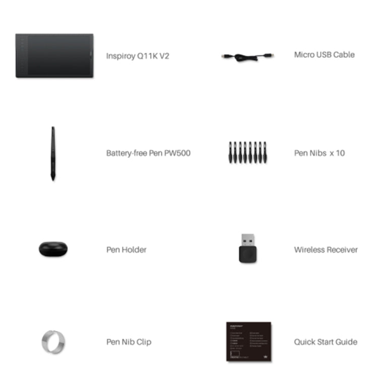 HUION Q11K V2 5080LPI 無線藝術繪圖板 帶免電池筆&筆座