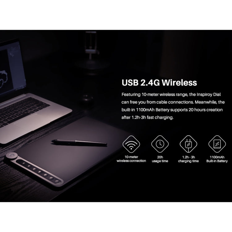 HUION Q620M 5080LPI 無線藝術繪圖板 帶免電池筆&筆座