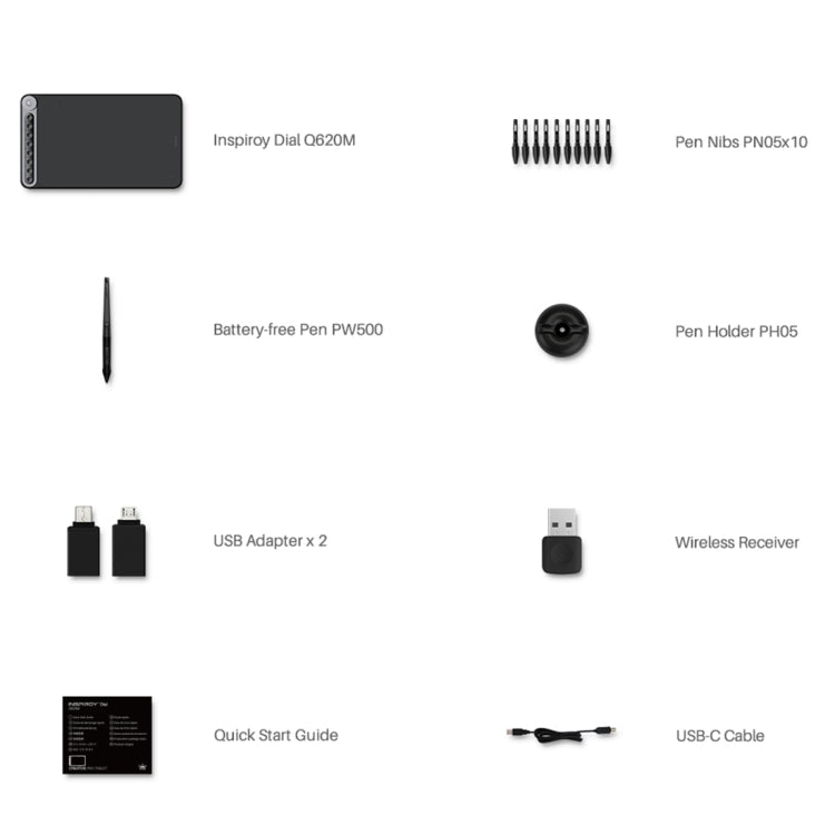 HUION Q620M 5080LPI 無線藝術繪圖板 帶免電池筆&筆座