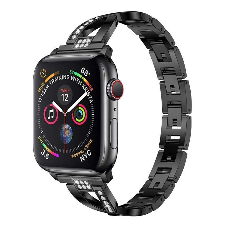 Apple Watch 5 & 4 44mm / 3 & 2 & 1 42mm用 彩色鑲鑽金屬錶帶不銹鋼錶帶