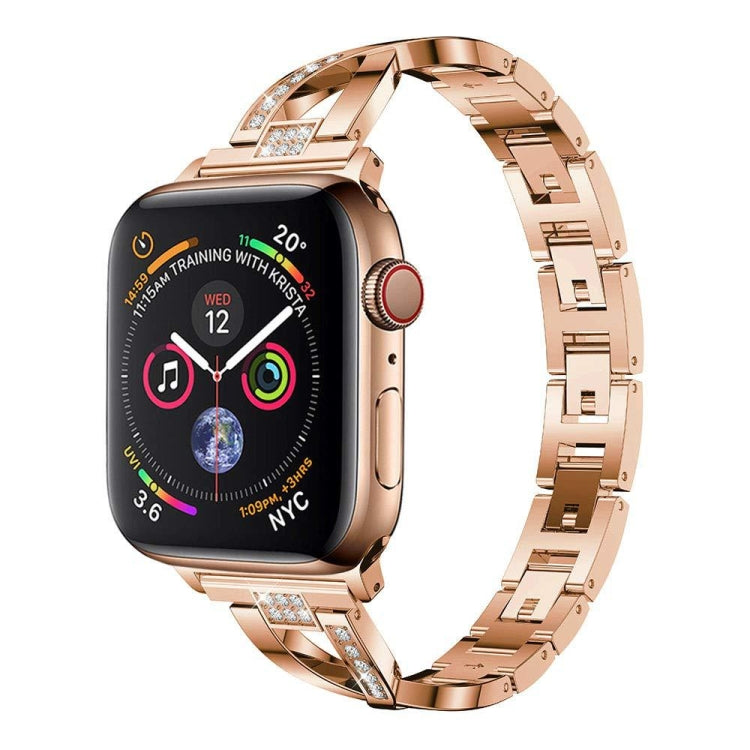 Apple Watch 5 & 4 44mm / 3 & 2 & 1 42mm用 彩色鑲鑽金屬錶帶不銹鋼錶帶