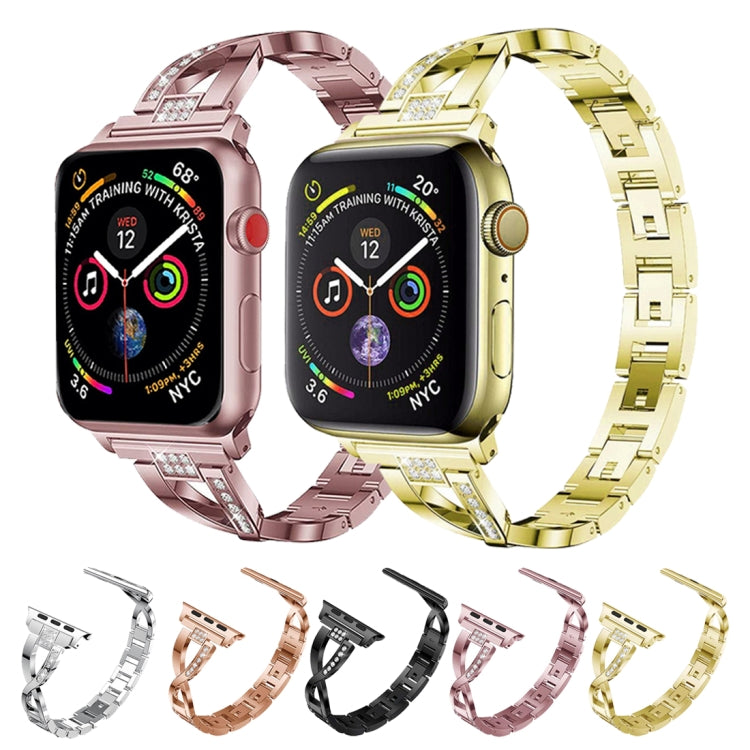 Apple Watch 5 & 4 44mm / 3 & 2 & 1 42mm用 彩色鑲鑽金屬錶帶不銹鋼錶帶