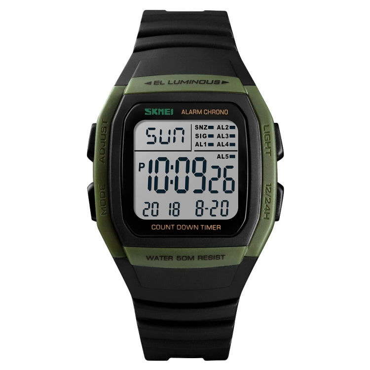 SKMEI 1278 Fashionable Outdoor 50m Waterproof Digital Watch Student Sports Wrist Watch Support 5 Group Alarm Clocks