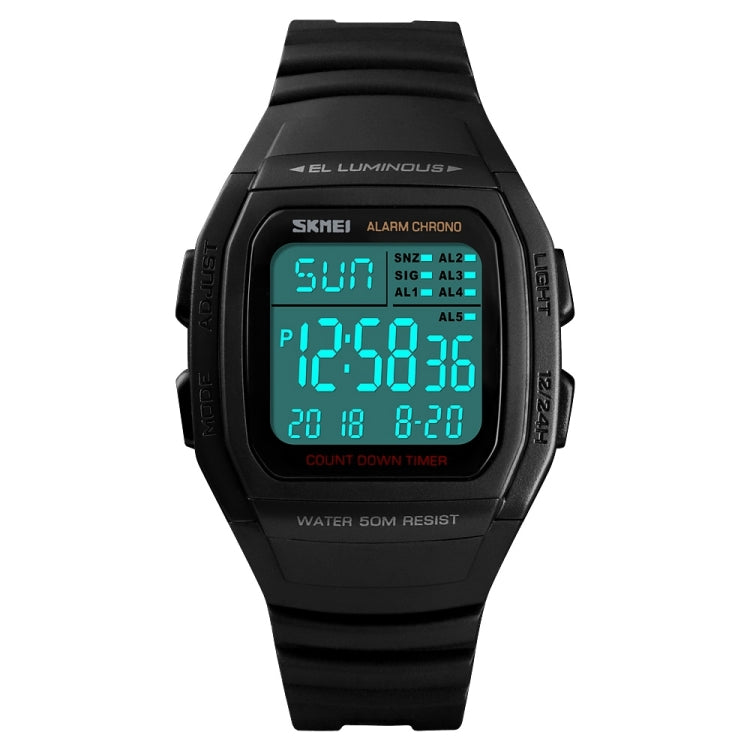 SKMEI 1278 Fashionable Outdoor 50m Waterproof Digital Watch Student Sports Wrist Watch Support 5 Group Alarm Clocks