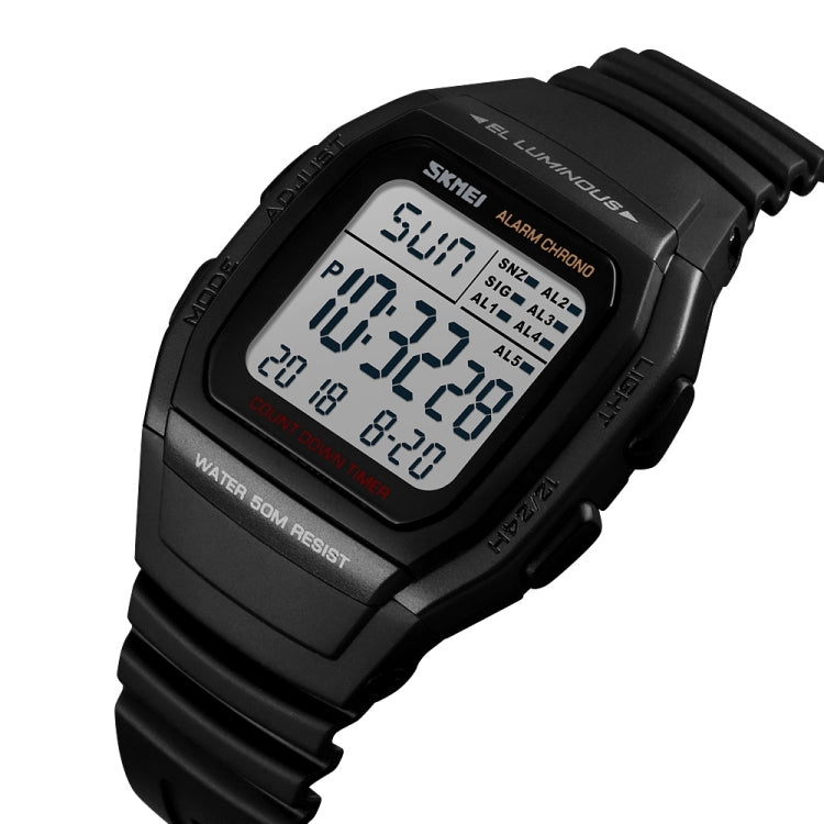 SKMEI 1278 Fashionable Outdoor 50m Waterproof Digital Watch Student Sports Wrist Watch Support 5 Group Alarm Clocks