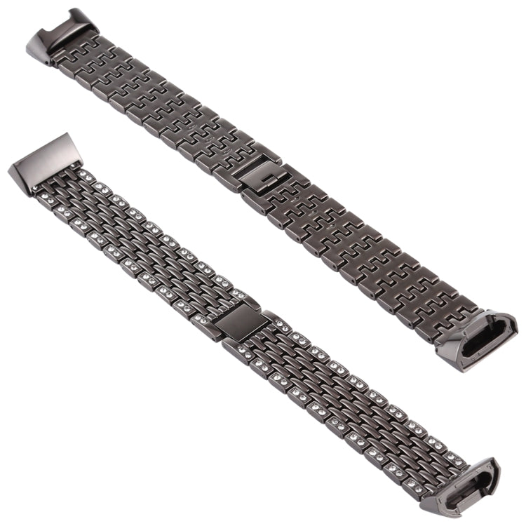 適用於Fitbit Charge 3 鑲鑽喜字不銹鋼錶帶手環腕帶
