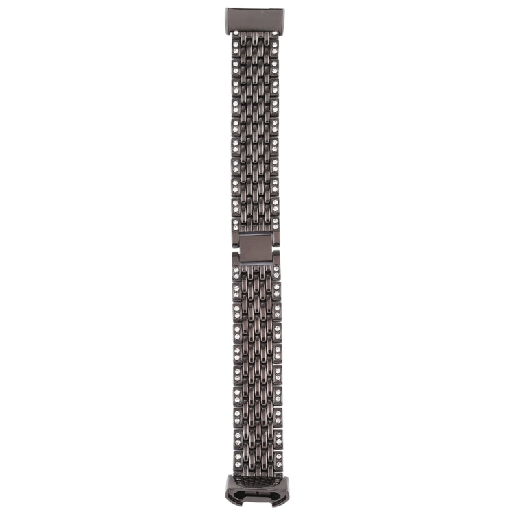 適用於Fitbit Charge 3 鑲鑽喜字不銹鋼錶帶手環腕帶