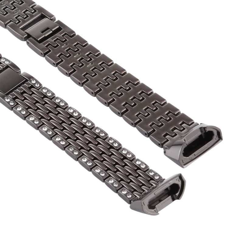 適用於Fitbit Charge 3 鑲鑽喜字不銹鋼錶帶手環腕帶