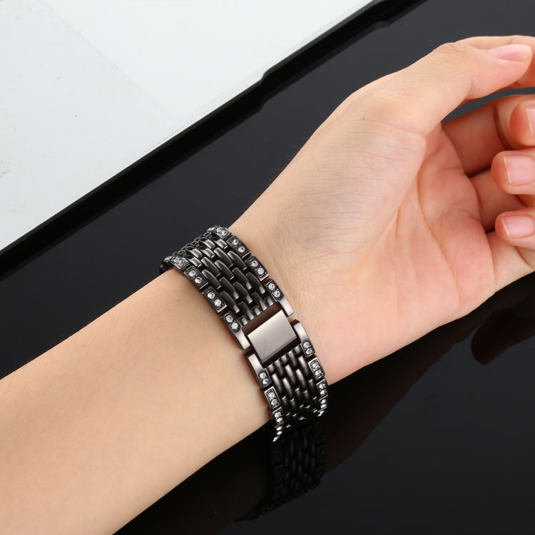 適用於Fitbit Charge 3 鑲鑽喜字不銹鋼錶帶手環腕帶