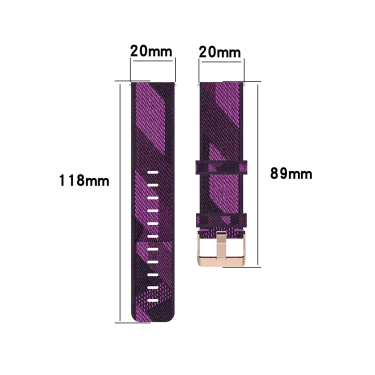 20mm 條紋編織尼龍錶帶 適用於三星Galaxy Watch 42mm, Galaxy Active / Active 2, Gear Sport, S2 Classic