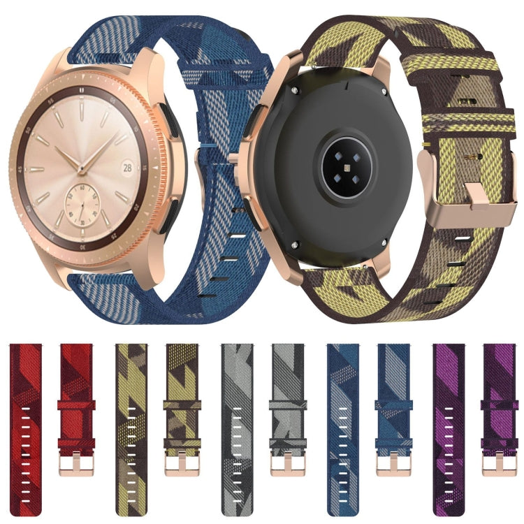 20mm 條紋編織尼龍錶帶 適用於三星Galaxy Watch 42mm, Galaxy Active / Active 2, Gear Sport, S2 Classic