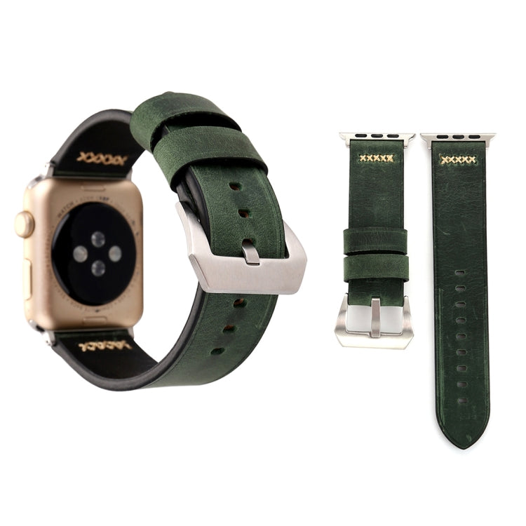For Apple Watch Ultra 49mm&Watch Ultra 2 49mm / Series 10 46mm / 9&8&7 45mm / SE 3&SE 2&6&SE&5&4 44mm / 3&2&1 42mm Retro XX Line Pattern Genuine Leather Wrist Watch Band