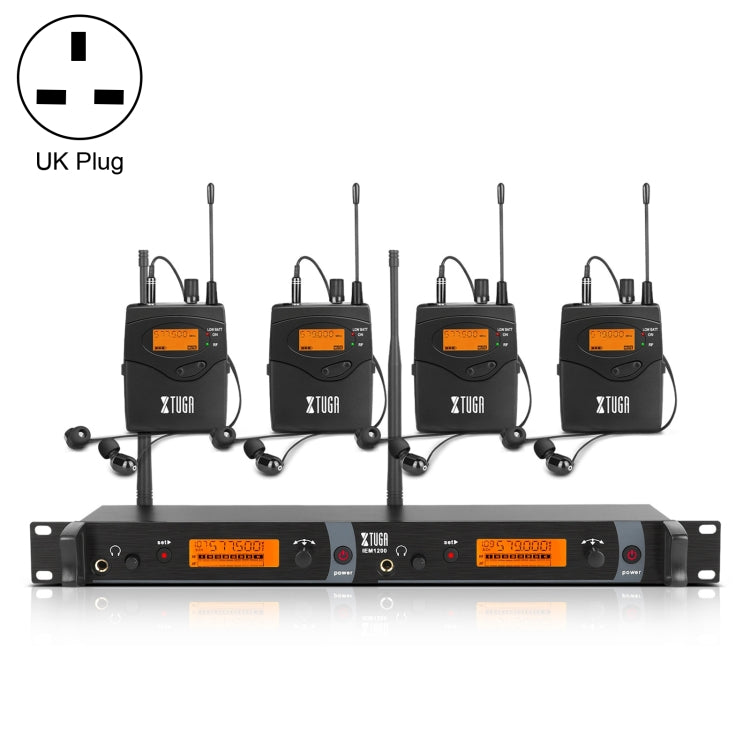 XTUGA IEM1200 Wireless Transmitter 4 Bodypack Stage Singer In-Ear Monitor System