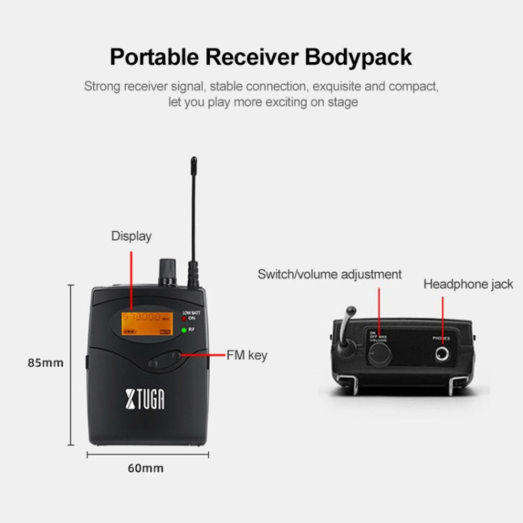 XTUGA IEM1200 Wireless Transmitter 4 Bodypack Stage Singer In-Ear Monitor System