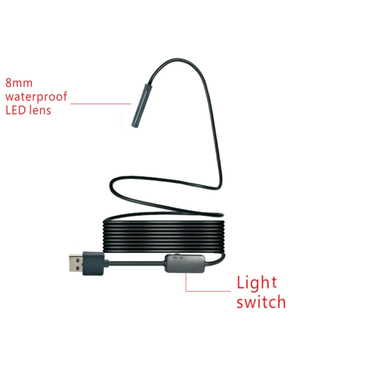 YPC110 8mm 2.0MP HD Camera WiFi Endoscope Snake Tube Inspection Camera with 8 LED, Waterproof IP68, Lens Diameter: 8mm, Length: 10m, Soft Line, 10m Soft Line